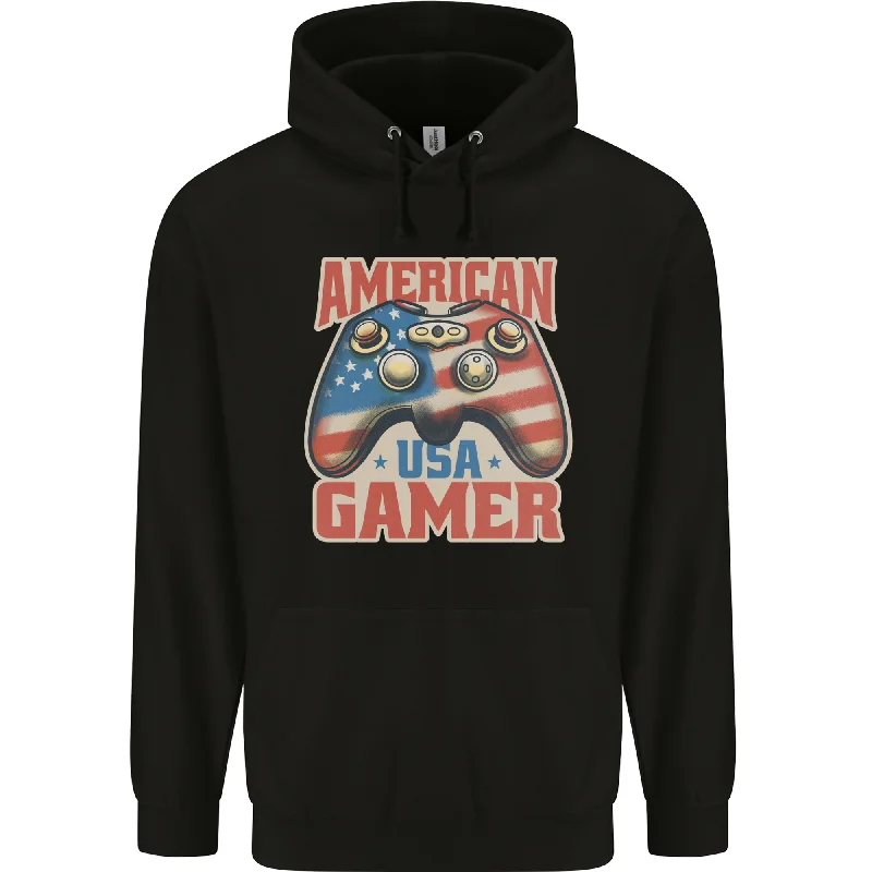 American USA Gamer Video Games Joypad Mens 80% Cotton Hoodie