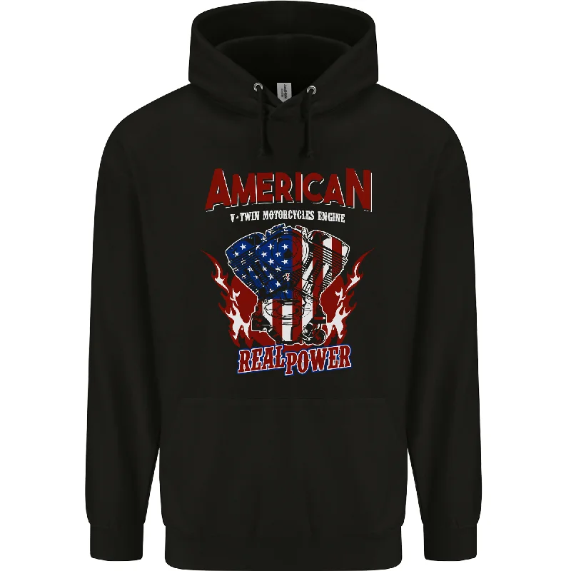 American V Twin Motorcycle Biker Chopper Mens 80% Cotton Hoodie