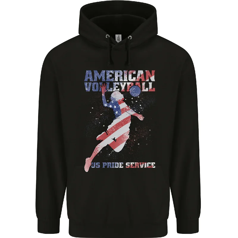 American Volleyball Player USA Flag Mens 80% Cotton Hoodie