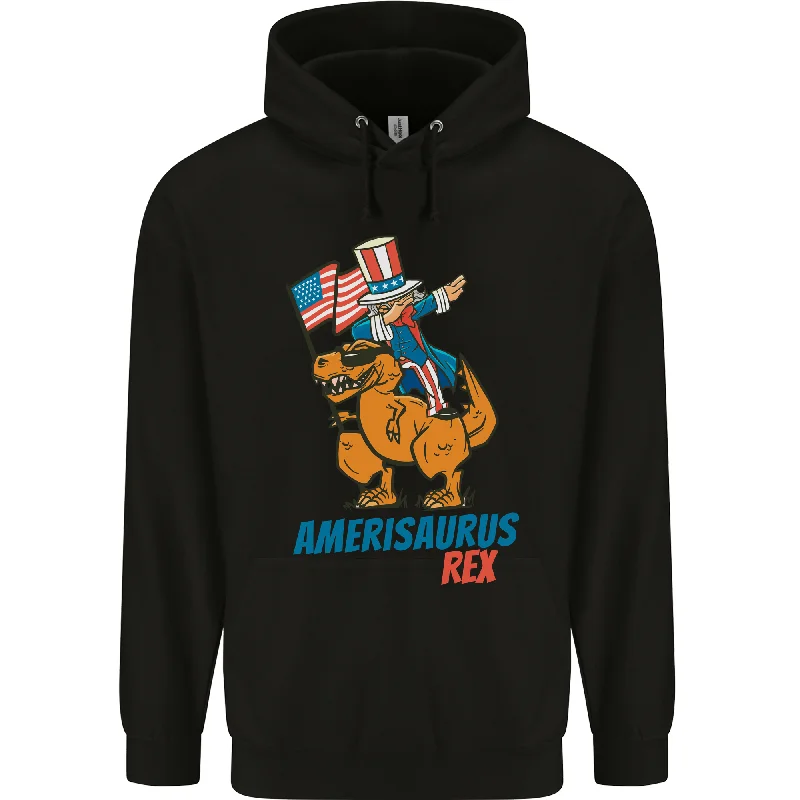 Amerisaurus T-Rex Dabbing Uncle Sam USA Mens 80% Cotton Hoodie