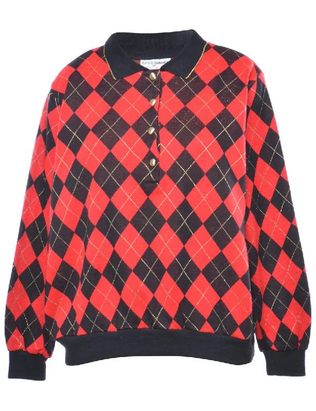 Argyle Printed Sweatshirt - L