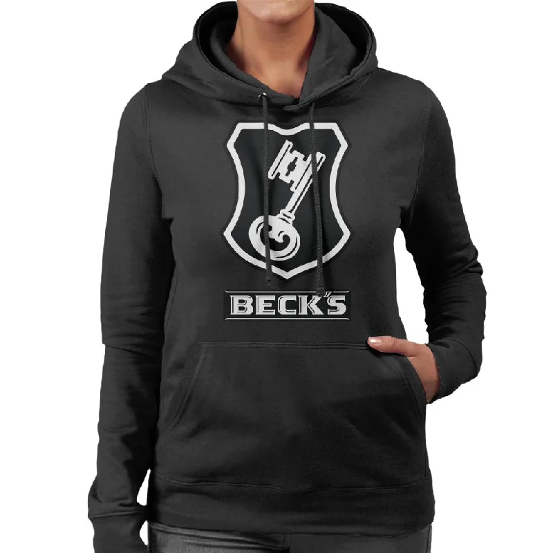 Beck's Logo Filled Black Key Women's Hooded Sweatshirt Hoodie with Pattern Geometric Abstract Beck's Logo Filled Black Key Women's Hooded Sweatshirt Hoodie with Pattern Geometric Abstract