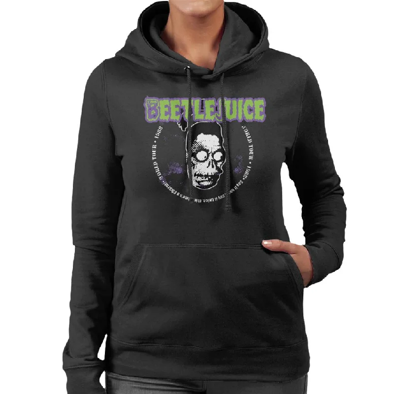 Beetlejuice 1988 World Tour Women's Hooded Sweatshirt Hoodie with Turtle Neck Cozy Winter Beetlejuice 1988 World Tour Women's Hooded Sweatshirt Hoodie with Turtle Neck Cozy Winter