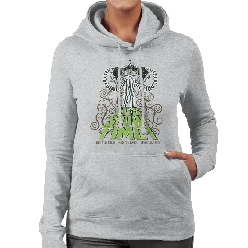 Beetlejuice It's Show Time Women's Hooded Sweatshirt Hoodie with Hem Lace Feminine Delicate Beetlejuice It's Show Time Women's Hooded Sweatshirt Hoodie with Hem Lace Feminine Delicate