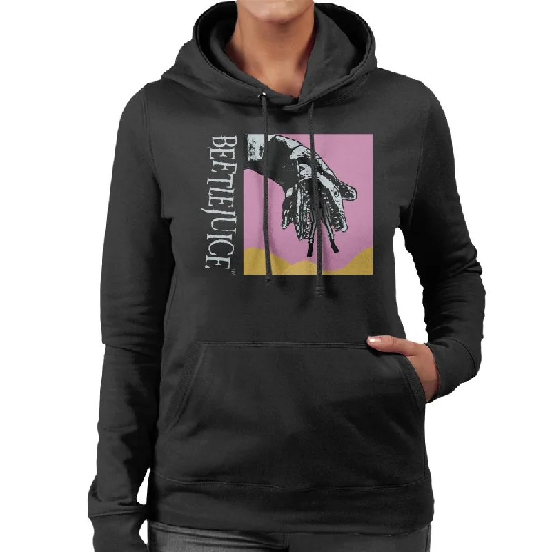 Beetlejuice Sandworm Pink Sky Women's Hooded Sweatshirt Hoodie with Rolled Sleeves Casual Relaxed Beetlejuice Sandworm Pink Sky Women's Hooded Sweatshirt Hoodie with Rolled Sleeves Casual Relaxed