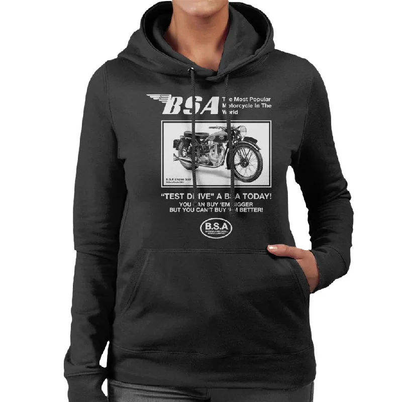 BSA Test Drive A BSA Today Women's Hooded Sweatshirt Hoodie with Rhinestones Sparkly Elegant BSA Test Drive A BSA Today Women's Hooded Sweatshirt Hoodie with Rhinestones Sparkly Elegant