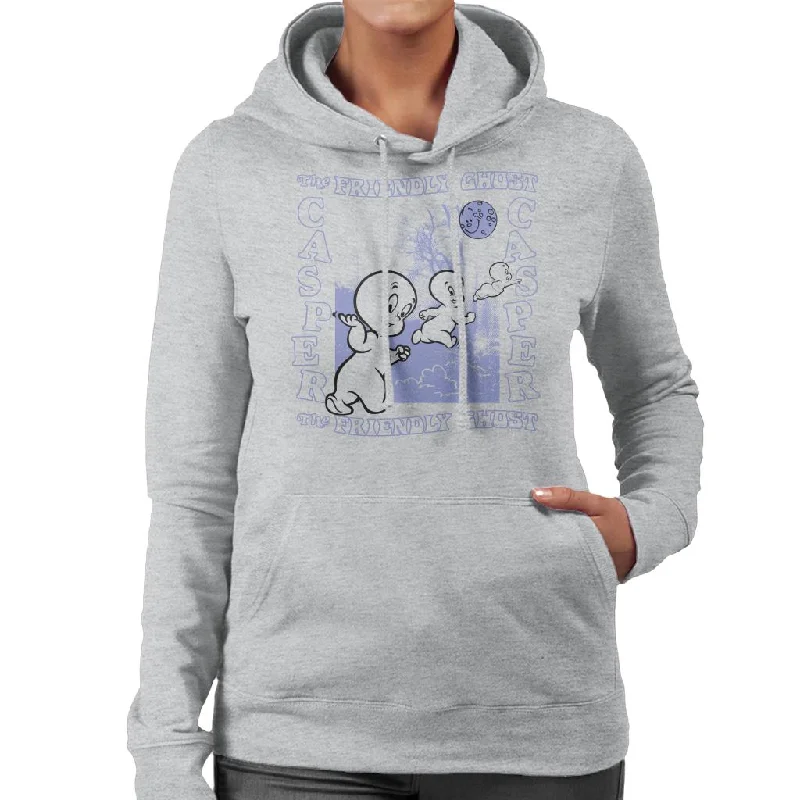 Casper The Friendly Ghost Forest Moon Women's Hooded Sweatshirt Hoodie with Metallic Shiny Futuristic Casper The Friendly Ghost Forest Moon Women's Hooded Sweatshirt Hoodie with Metallic Shiny Futuristic