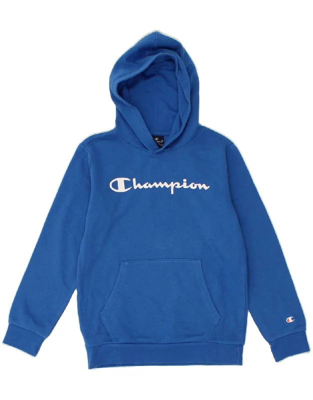 CHAMPION Boys Graphic Hoodie Jumper 11-12 Years Large Blue Hoodie with Full-Zip Functional Layering CHAMPION Boys Graphic Hoodie Jumper 11-12 Years Large Blue Hoodie with Full-Zip Functional Layering