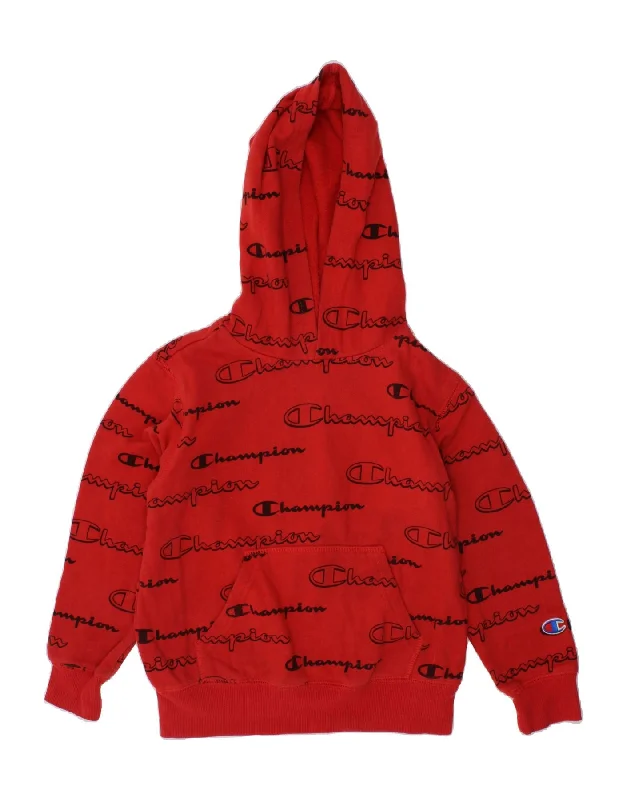CHAMPION Boys Graphic Hoodie Jumper 5-6 Years Red Cotton Hoodie with Illustration Artistic Creative CHAMPION Boys Graphic Hoodie Jumper 5-6 Years Red Cotton Hoodie with Illustration Artistic Creative