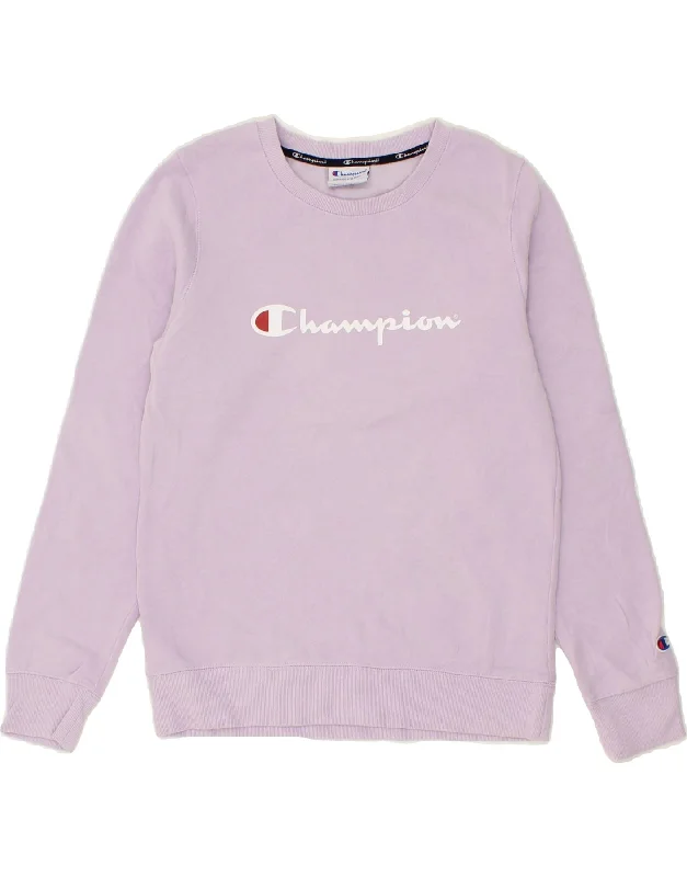 CHAMPION Womens Graphic Sweatshirt Jumper UK 10 Small Purple Cotton