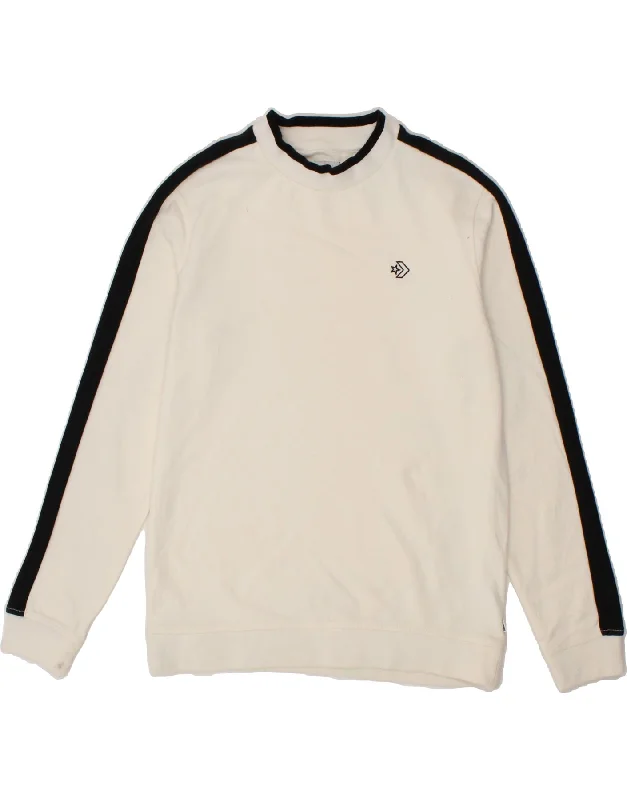 CONVERSE Mens Sweatshirt Jumper Medium Off White Colourblock Cotton Hoodie with Cuffed Sleeves Snug Secure CONVERSE Mens Sweatshirt Jumper Medium Off White Colourblock Cotton Hoodie with Cuffed Sleeves Snug Secure