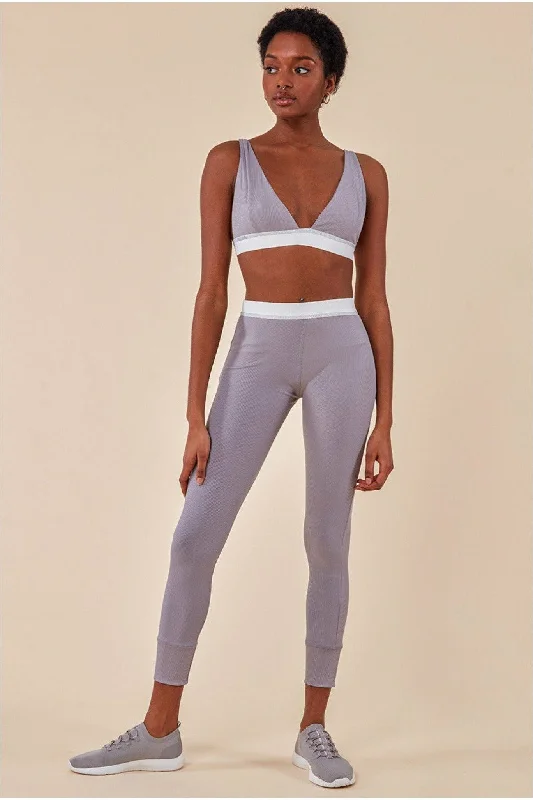 Cosmochic Bralette & Legging Workout Lounge Set - Light Grey Comfortable Ribbed Sports Leggings Cosmochic Bralette & Legging Workout Lounge Set - Light Grey Comfortable Ribbed Sports Leggings