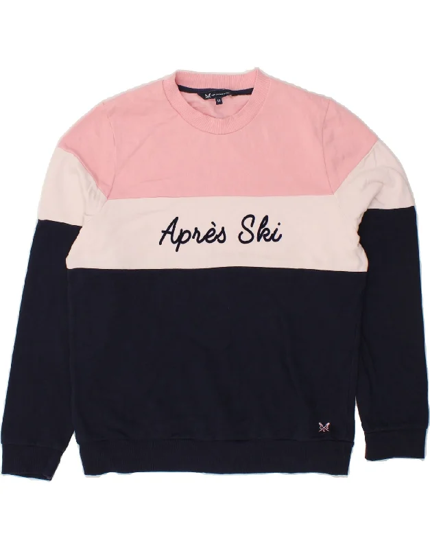 CREW CLOTHING Womens Graphic Sweatshirt Jumper UK 12 Medium Multicoloured Hoodie with Hem Drawcord Adjustable Customizable CREW CLOTHING Womens Graphic Sweatshirt Jumper UK 12 Medium Multicoloured Hoodie with Hem Drawcord Adjustable Customizable