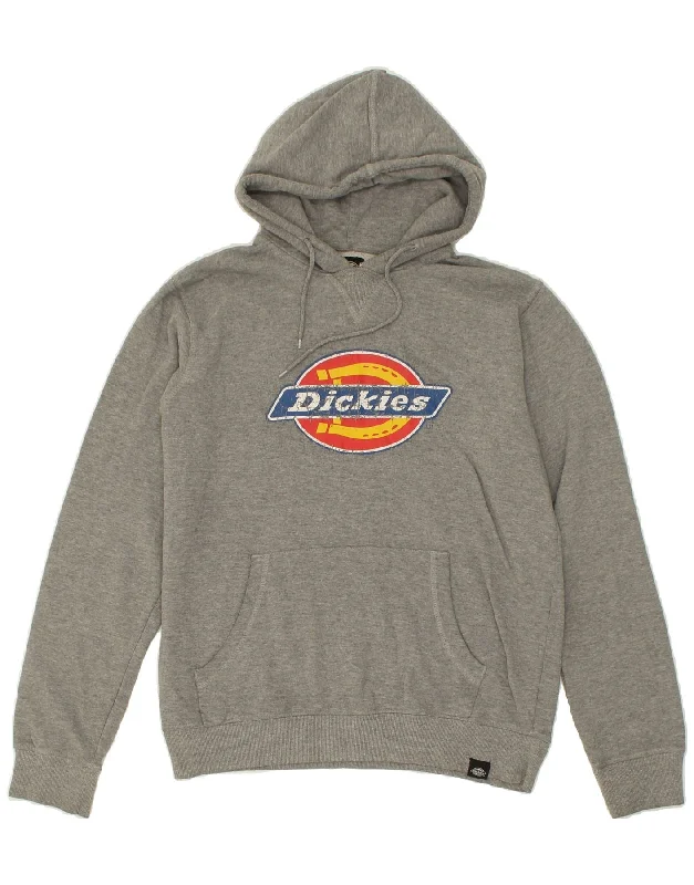 DICKIES Mens Graphic Hoodie Jumper Medium Grey Cotton