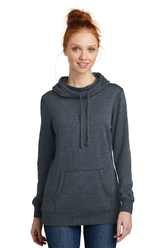 District Womens Fleece Hooded Sweatshirt Hoodie - Heather Navy Blue