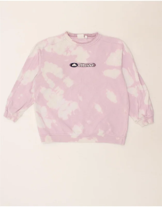 ELLESSE Womens Graphic Sweatshirt Jumper UK 10 Small Pink Tie Dye Cotton