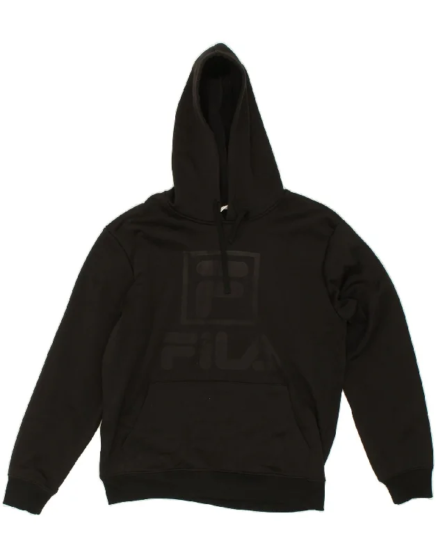 FILA Mens Graphic Hoodie Jumper Small Black Polyester