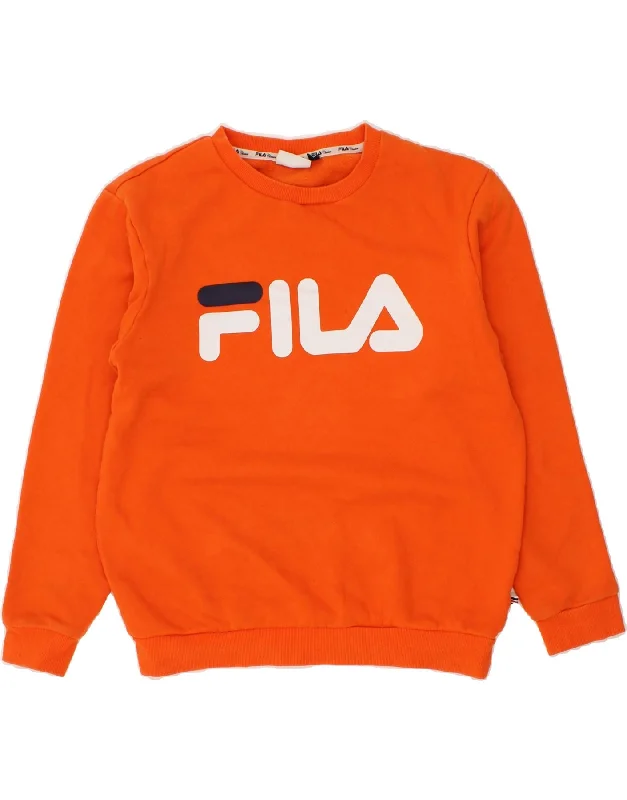 FILA Mens Graphic Sweatshirt Jumper Small Orange Cotton