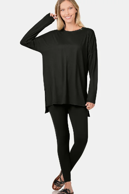 Full Size Brushed Microfiber Top and Leggings Lounge Set Comfortable Fleece-Lined Leggings Full Size Brushed Microfiber Top and Leggings Lounge Set Comfortable Fleece-Lined Leggings