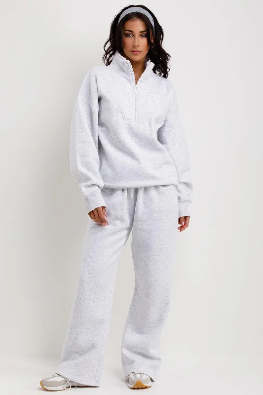 Half Zip Sweatshirt And Joggers Loungewear Set Marl Grey