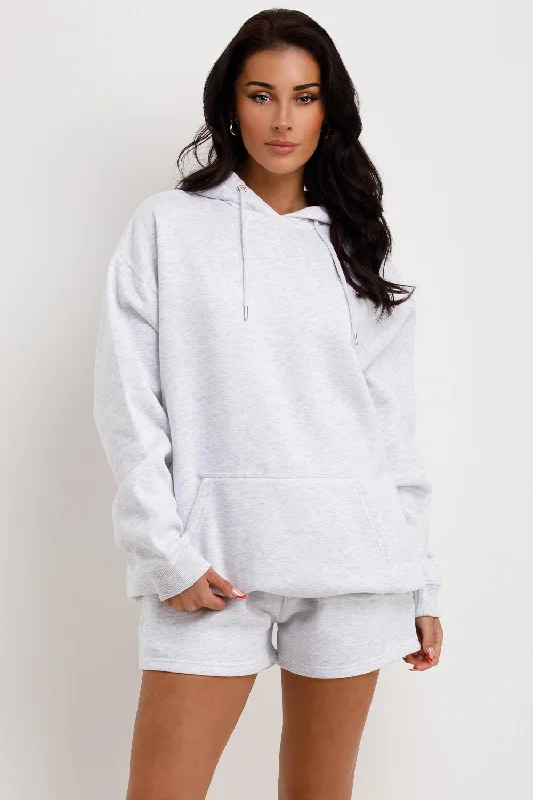 Hoodie And Shorts Tracksuit Grey Marl