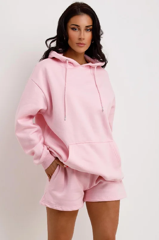 Hoodie And Shorts Tracksuit Pink