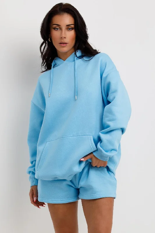 Hoodie And Shorts Tracksuit Sky Blue