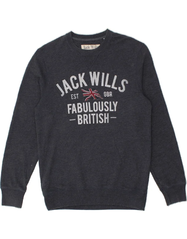 JACK WILLS Mens Graphic Sweatshirt Jumper Medium Navy Blue Cotton Hoodie with Hidden Zipper Minimalist Clean JACK WILLS Mens Graphic Sweatshirt Jumper Medium Navy Blue Cotton Hoodie with Hidden Zipper Minimalist Clean