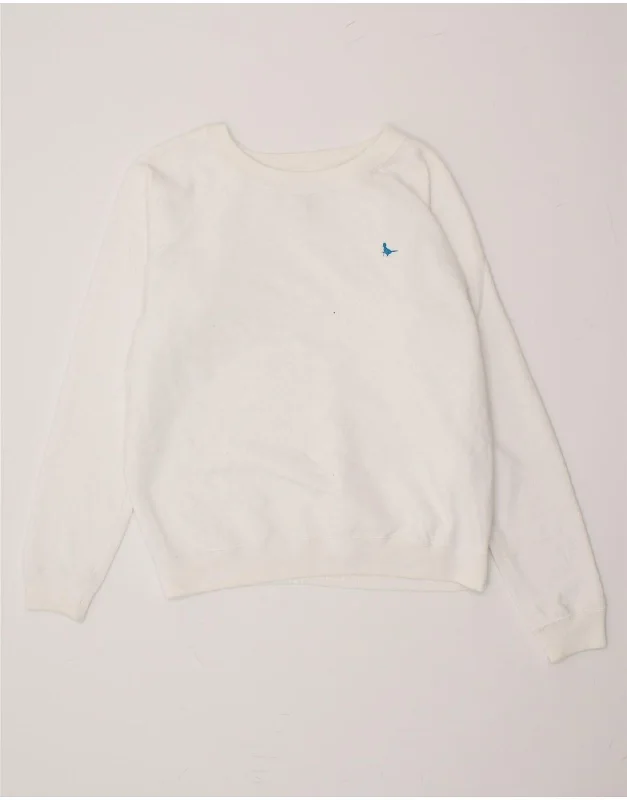 JACK WILLS Womens Sweatshirt Jumper UK 10 Small White Cotton Hoodie with Frayed Bohemian Relaxed JACK WILLS Womens Sweatshirt Jumper UK 10 Small White Cotton Hoodie with Frayed Bohemian Relaxed