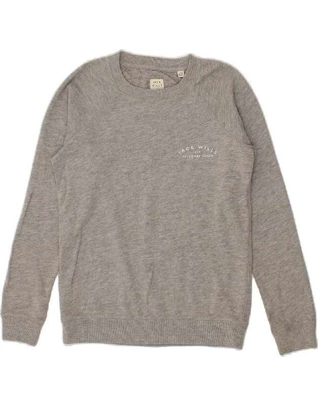 JACK WILLS Womens Sweatshirt Jumper UK 8 Small Grey Cotton Hoodie with Oversized Fit Loose Comfortable JACK WILLS Womens Sweatshirt Jumper UK 8 Small Grey Cotton Hoodie with Oversized Fit Loose Comfortable