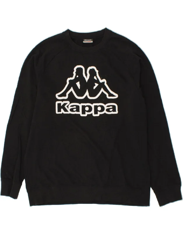 KAPPA Mens Graphic Sweatshirt Jumper XL Black Cotton