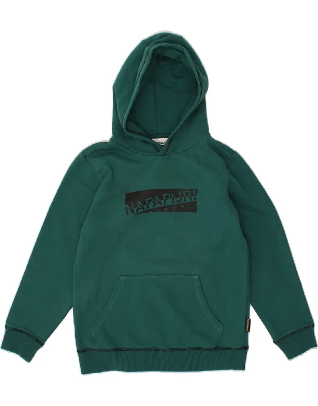 NAPAPIJRI Boys Graphic Hoodie Jumper 11-12 Years Green Cotton Hoodie with Hood Adjustable Protection NAPAPIJRI Boys Graphic Hoodie Jumper 11-12 Years Green Cotton Hoodie with Hood Adjustable Protection