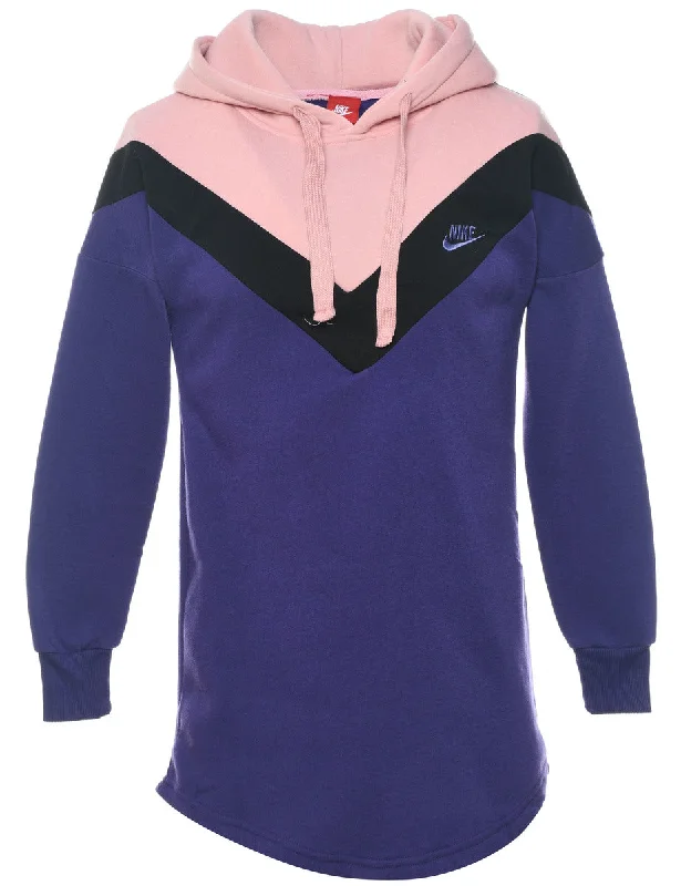 Nike Hooded Pale Pink & Purple Sweatshirt - M