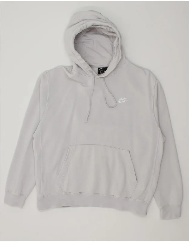 NIKE Mens Hoodie Jumper Large Grey Cotton Hoodie with Hem Elastic Stretchable Comfortable NIKE Mens Hoodie Jumper Large Grey Cotton Hoodie with Hem Elastic Stretchable Comfortable