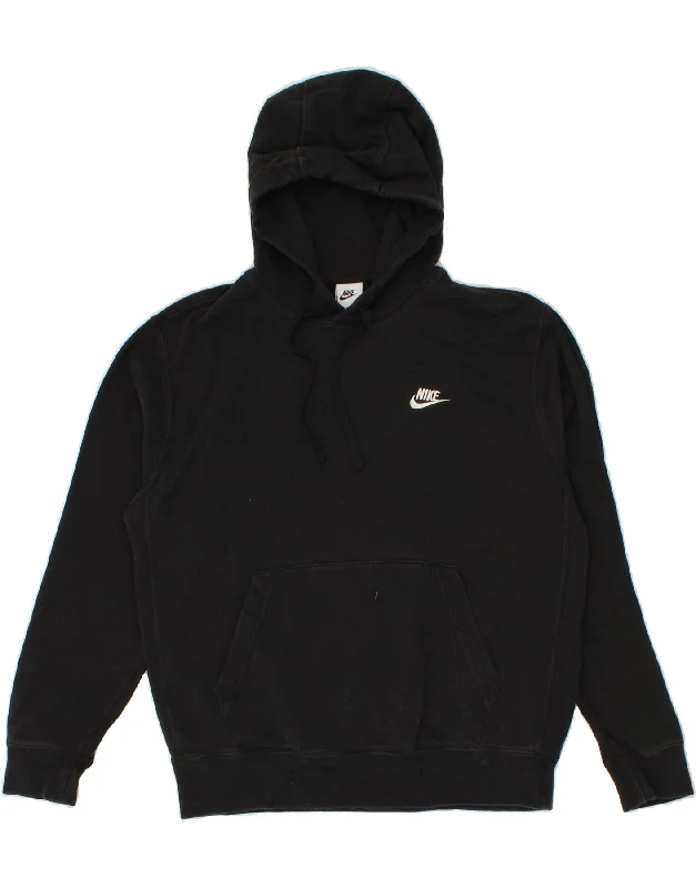 NIKE Mens Hoodie Jumper Medium Black Cotton