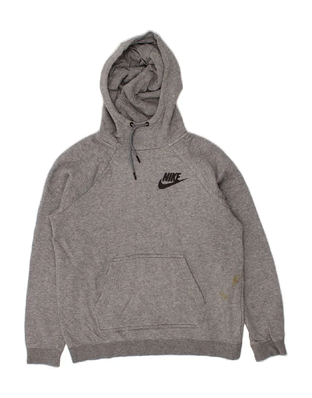 NIKE Womens Graphic Hoodie Jumper UK 14 Medium Grey Cotton Zip Hoodie Drawstring Kangaroo Pocket NIKE Womens Graphic Hoodie Jumper UK 14 Medium Grey Cotton Zip Hoodie Drawstring Kangaroo Pocket