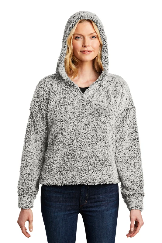 Port Authority Womens Cozy Sherpa Fleece Hooded Sweatshirt Hoodie - Heather Grey