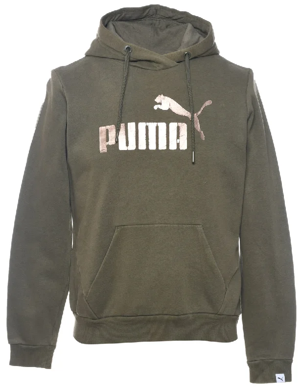 Puma Green & Gold Printed Hoodie - S