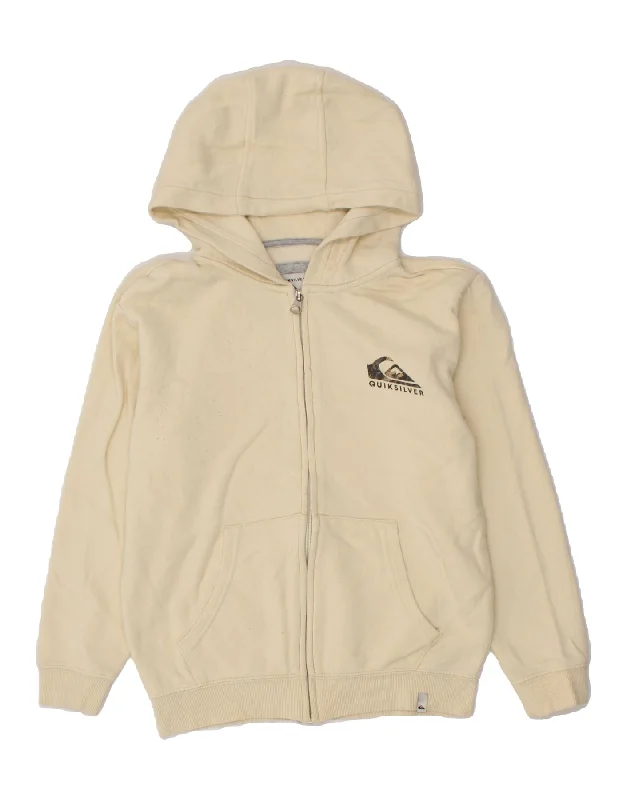 QUIKSILVER Boys Zip Hoodie Sweater 9-10 Years Off White Cotton Hoodie with Monochrome Minimalist Simple QUIKSILVER Boys Zip Hoodie Sweater 9-10 Years Off White Cotton Hoodie with Monochrome Minimalist Simple
