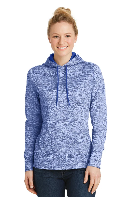 Sport-Tek Womens Electric Heather Moisture Wicking Fleece Hooded Sweatshirt Hoodie - True Royal Blue Electric - Closeout