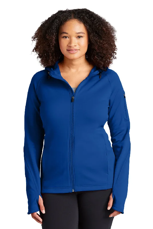 Sport-Tek Womens Tech Moisture Wicking Fleece Full Zip Hooded Sweatshirt Hoodie - True Royal Blue