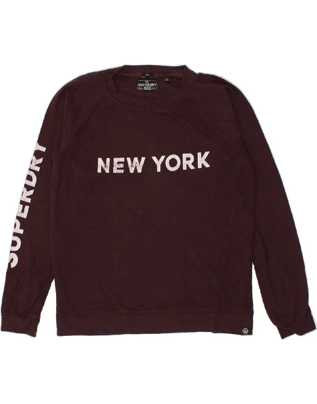 SUPERDRY Womens Oversized Graphic Sweatshirt Jumper UK 10 Small Burgundy Hoodie with Tie-Dye Psychedelic Retro SUPERDRY Womens Oversized Graphic Sweatshirt Jumper UK 10 Small Burgundy Hoodie with Tie-Dye Psychedelic Retro
