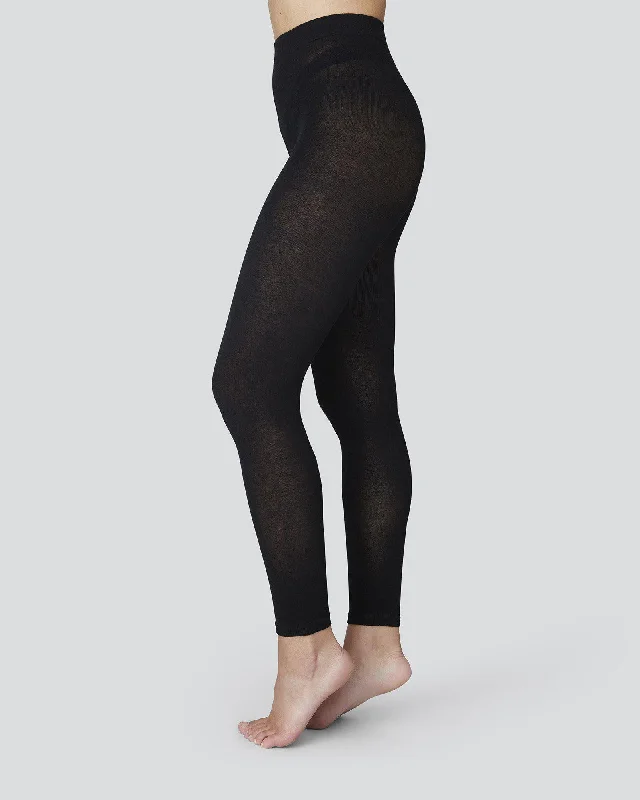 Alice Cashmere Leggings Black Comfortable Ribbed Waistband Leggings