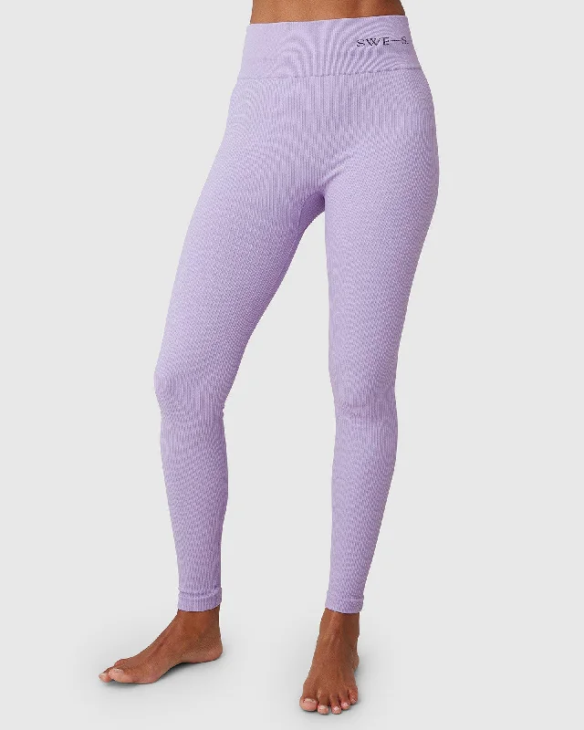 Tyra Rib Leggings Lavender Cozy Workout Performance Leggings