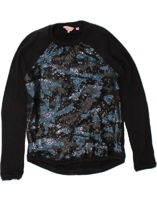TED BAKER Womens Sweatshirt Jumper Size 2 Medium Black Cotton Hoodie with Tied Waist Feminine Flattering TED BAKER Womens Sweatshirt Jumper Size 2 Medium Black Cotton Hoodie with Tied Waist Feminine Flattering