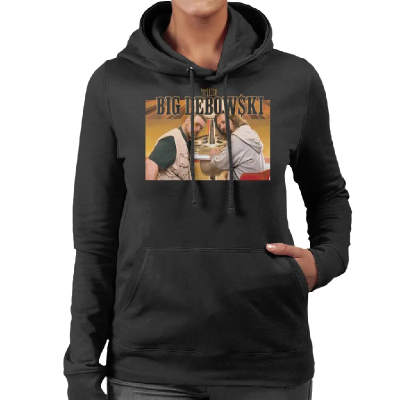 The Big Lebowski The Dude And Walter Bowling Alley Women's Hooded Sweatshirt Hoodie with Hem Fringe Bohemian Relaxed The Big Lebowski The Dude And Walter Bowling Alley Women's Hooded Sweatshirt Hoodie with Hem Fringe Bohemian Relaxed