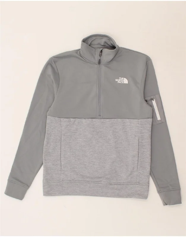 THE NORTH FACE Mens Zip Neck Sweatshirt Jumper Small Grey Colourblock Hoodie with Zipper Placket Modern Functional THE NORTH FACE Mens Zip Neck Sweatshirt Jumper Small Grey Colourblock Hoodie with Zipper Placket Modern Functional