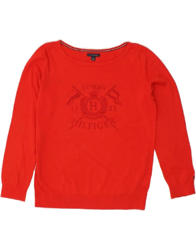 TOMMY HILFIGER Womens Graphic Sweatshirt Jumper UK 14 Medium Red