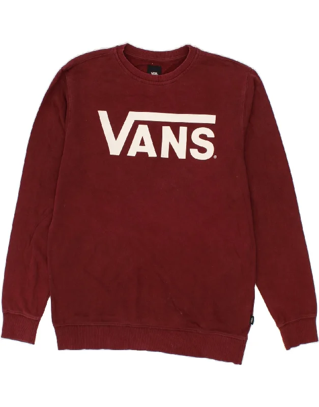 VANS Mens Graphic Sweatshirt Jumper Medium Burgundy Cotton Hoodie with Set-In Sleeves Structured Classic VANS Mens Graphic Sweatshirt Jumper Medium Burgundy Cotton Hoodie with Set-In Sleeves Structured Classic