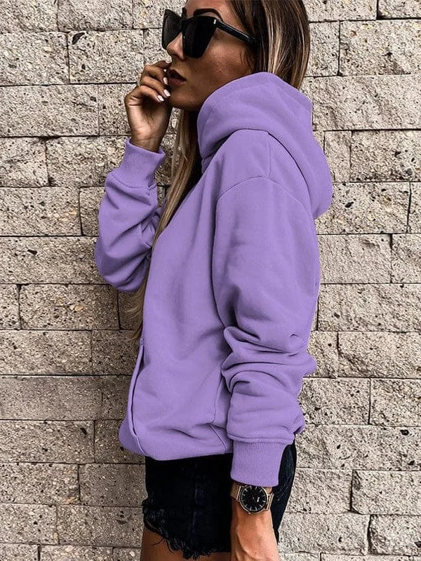 Women's Solid Color Long Sleeve Hoodie